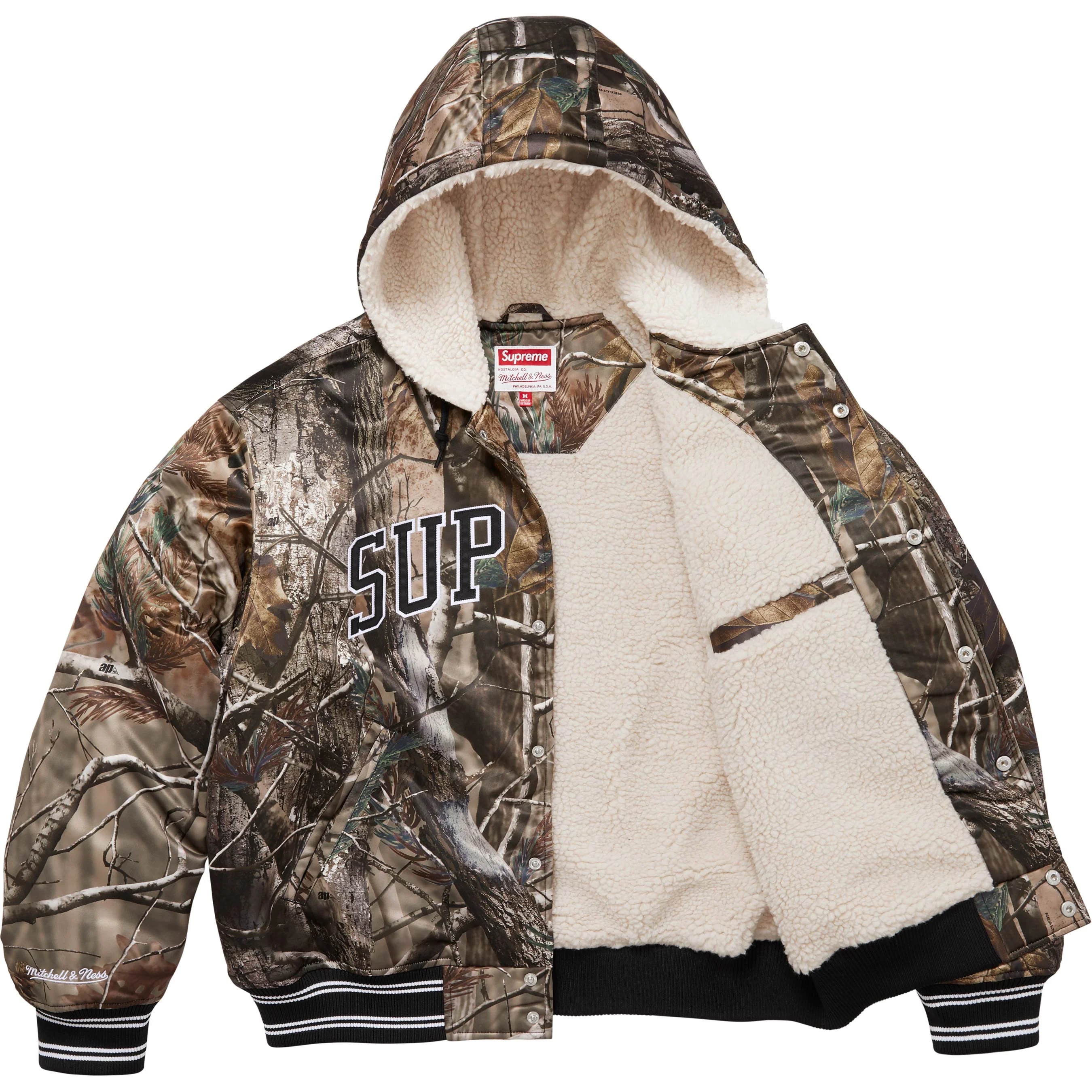 Supreme®/Mitchell & Ness® Lined Hooded Satin Varsity Jacket view 2